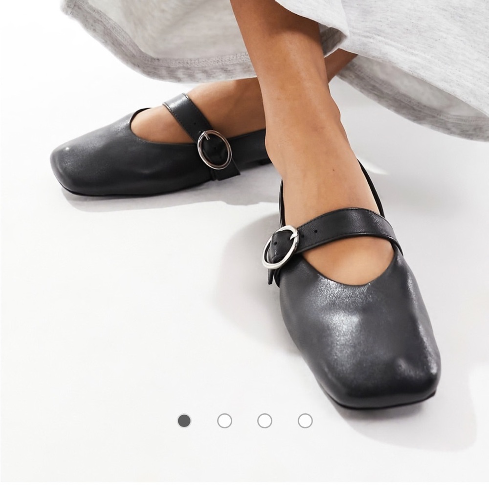 ASOS Black Flats with Silver Buckle